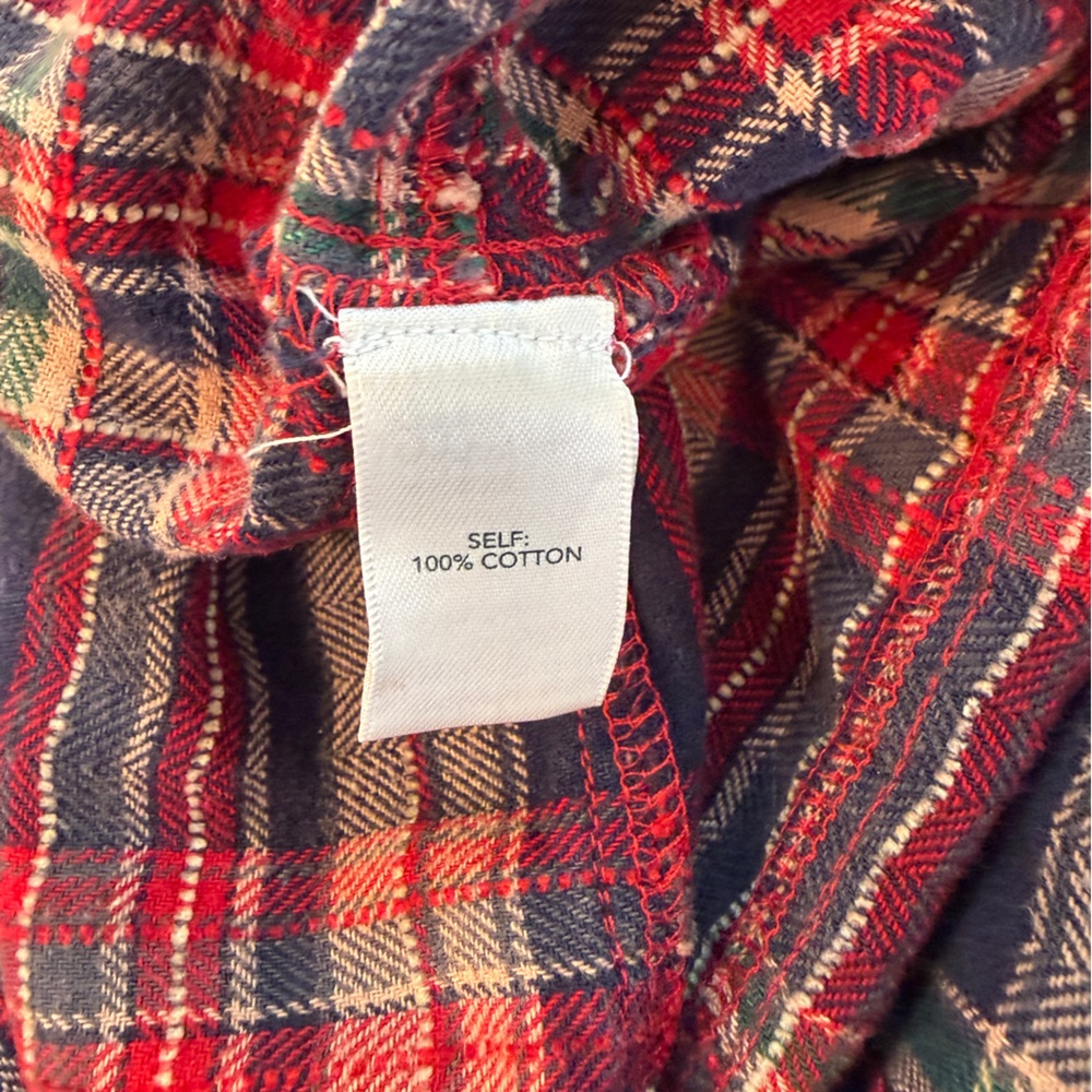 BKE Boyfriend Plaid Flannel Shirt Raw Hem Button Front Size M - Picture 7 of 9